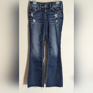 Silver Jeans Co. Suki, Low Rise Bootcut Distressed Raw Hem Jeans 28"x30"
